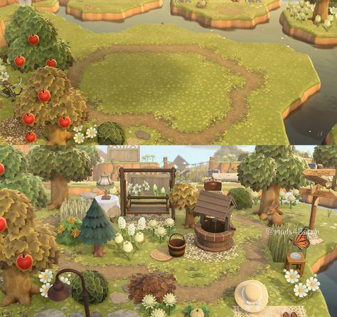 Garden Design Animal Crossing, Acnh Island Ideas, Design Animal Crossing, Cottagecore Animal Crossing, Acnh Inspiration, Acnh Cottagecore, Animal Crossing 3ds, Animals Crossing, Ac New Leaf