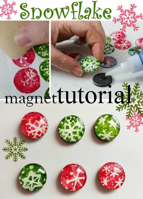 Diy Christmas Magnets, Christmas Magnets Diy, Winter Magnet Crafts For Kids, Christmas Magnets, Marble Magnets Diy, Diy Marbled Ornaments, Glass Gem Magnets, Diy Magnets, December Crafts