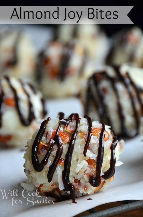 Almond Joy Bites - Will Cook For Smiles Almond Joy Bites, Will Cook For Smiles, Almond Joy, Homemade Candies, Candy Desserts, Yummy Sweets, How Sweet Eats, Eat Dessert, Sweets Desserts