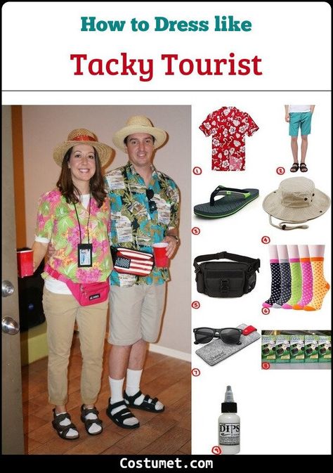 How to Dress Super Tacky Tourist Costume for Cosplay & Halloween 2021 Tourist Dress Up Day, Tacky Tourist Outfit, Tacky Tourist Costume, Tourist Halloween Costume, Tourist Costume, Tacky Tourist, Tourist Outfit, Themed Costumes, Spirit Week Outfits