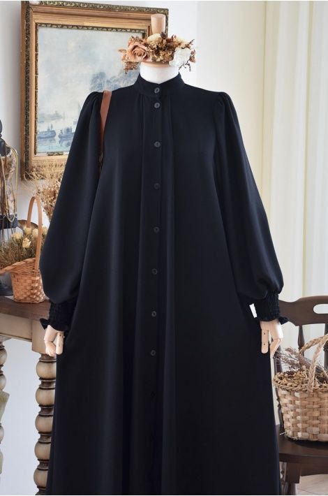 Abaya Design Ideas, Pardha Model Black, Black Abaya Designs, Hijab Model, Black Dress Long, Moslem Fashion, Black Abaya, Hijab Style Tutorial, Muslim Fashion Hijab Outfits