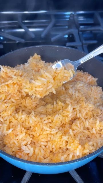 Maria L. on Instagram: "Mexican red rice (MY lazy version) . Preheat a pot adding 2 tablespoons of oil. 2 cups of rice, 1 garlic clove and start stirring until brown. Once it’s browned Add 4 cups of hot water, 1/4 onion, 1 (8oz)can of tomato sauce, chicken bouillon and salt to taste. Cover and let it cook at low heat for about 15-18 minutes. As soon as you don’t see water turn off heat and let it rest 5-10 minutes. Enjoy! #rice #mexicanrice #lazycooking #mexicanfood #foodie #comidamexicana #me Mexican Red Rice, Rice Sides, Tomato Sauce Chicken, Chicken Bouillon, Recipes Authentic, Sauce Chicken, Cup Of Rice, Mexican Rice, Red Rice