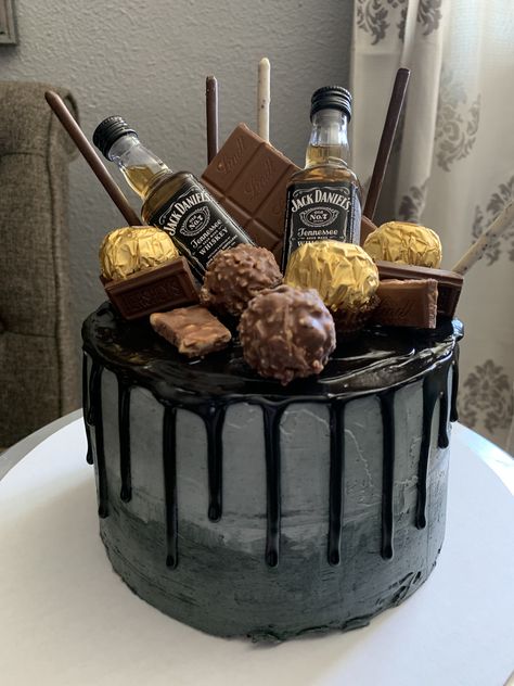 20th Birthday Cake For Guys, 21st Bday Cake, Birthday Drip Cake, Alcohol Cake, 20 Birthday Cake, 25th Birthday Cakes, Diy Birthday Cake, 21st Cake, 18th Birthday Cake