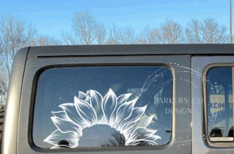 Boho Car Decals, Sylva Nc, Big Sunflower, Half Sunflower, Sunflower Sticker, Bumper Sticker, Whips, Car Decals, Car Stickers