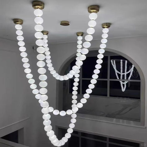 #Modern Pearl Necklace Chandelier#
# Living Room Lighting#
# Elegant Chandelier#
# Contemporary Home Decor#
# Luxury Lighting Fixture# Modern Light Fittings, Foyer Staircase, Glass Ball Pendant Lighting, Led Art, Ball Pendant Lighting, Gold Pendant Lighting, Gold Bubbles, Staircase Lighting, Bubble Necklaces