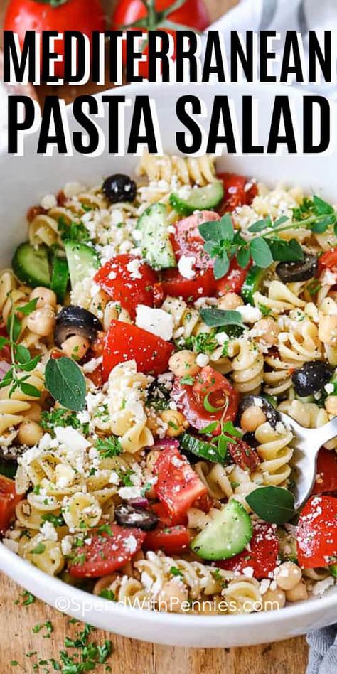 Healthy Mediterranean Pasta, Homemade Greek Dressing, Mediterranean Pasta Salad, Mediterranean Pasta Salads, Greek Dressing, Tuna Salad Pasta, Mediterranean Pasta, Easy Mediterranean Diet Recipes, Greek Pasta