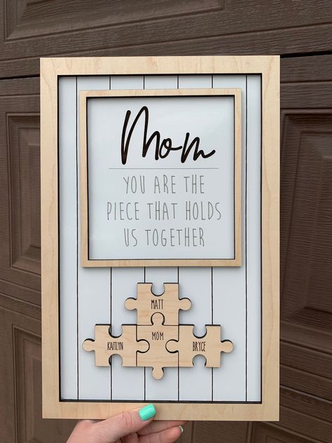 Excited to share this item from my #etsy shop: Mom You Are the Piece That Holds Us Together Mothers Day Appreciation Sign | Personalized Mothers Day Sign | Puzzle Piece Sign Puzzle Piece Crafts, Homemade Gifts For Mom, Mother's Day Projects, Signs For Mom, Puzzle Frame, Mothers Day Signs, Diy Gifts For Mom, Mothers Day Decor, Piece Sign