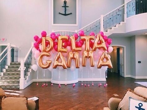 Sorority Recruitment Decorations, Recruitment Decorations, Balloon Letters, Sorority Formal, Sorority Bid Day, College Sorority, Bid Day Themes, Founders Day, Post Grad