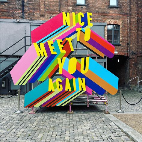 Morag Myerscough (@moragmyerscough) • Instagram photos and videos Morag Myerscough Design, Word Art Installation, Festival Graphic Design, Morag Myerscough, Experiential Graphics, Graphic Design Exhibition, Experiential Graphic Design, Selfie Wall, Cool Graphic Design