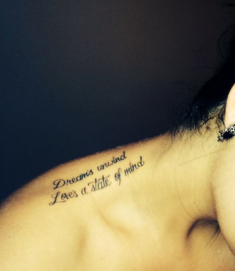 40 Song Lyric Tattoos That Will Inspire Your Music-Loving Soul Dreams Unwind Loves A State Of Mind Tattoo, Dreams Unwind Loves A State Of Mind, Stevie Nicks Lyrics Tattoo, Fleetwood Mac Tattoo Lyrics, Rhiannon Tattoo, Stevie Nicks Tattoo, Fleetwood Mac Tattoo, Music Lyric Tattoos, Song Lyric Tattoos