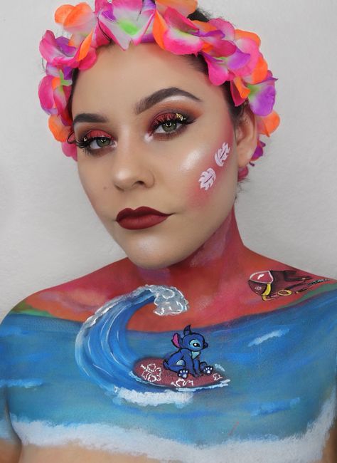 LILO and stitch makeup looks body art Lilo Makeup Ideas, Lilo Makeup, Lilo And Stitch Makeup, Halloween Veggie Tray, Stitch Makeup, Halloween Soup, Halloween Food Snacks, Stitches Makeup, Fun Holiday Food