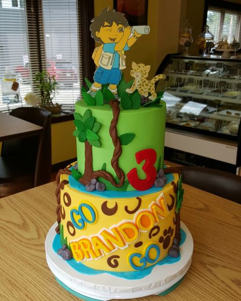 Diego cake.....go Diego go birthday cake Terrazascakes@gmail.com Terrazascakes.com Diego Birthday Party Ideas, Go Diego Go Cake, Go Diego Go Birthday Party, Diego Cake, Diego Go, Go Diego Go, Birthday Themes, Dora The Explorer, Special Cake