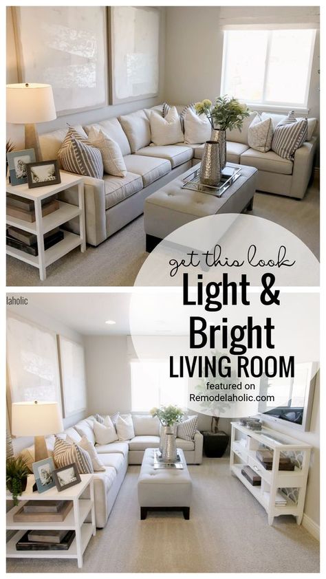 Create a light and airy living room space by enhancing natural light with these elements. Discover how to make the most of sunlight in your home. #NaturalLight #LivingRoomDesign #HomeDecor #BrightSpaces Light And Bright Living Room, Neutral Sectional, Light Colored Sofa, Decorations Drawing, 2023 Home Interior, Modern Living Room Design Ideas, Room Makeover Ideas, Modern Living Room Design, Living Room Design Ideas