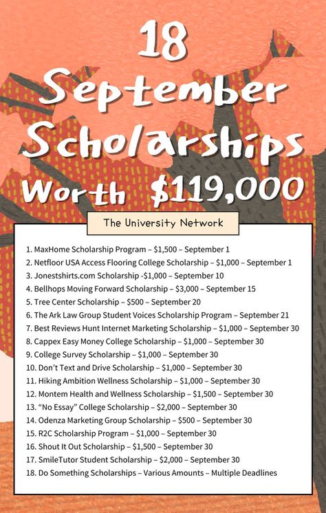 september scholarships High School Scholarships, Scholarships For College Students, Dont Text And Drive, College Club, School Scholarship, College Preparation, College Resources, College Student Hacks, Student Scholarships