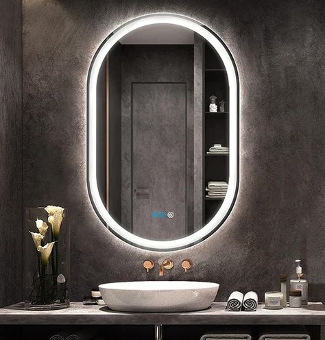 Paradise Decor, Bathroom Mirror With Lights, Light Up Mirror, Dark Environment, Bathroom Led, Bathroom Shelf Decor, Mirror Installation, Led Bathroom Mirror, Lighted Vanity Mirror