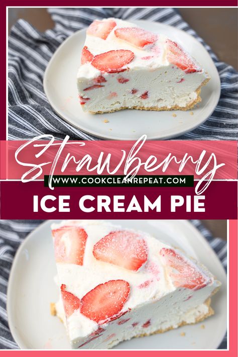 Making strawberry cheesecake ice cream pie is easy and fun. It's quick and then just needs to spend a day in the freezer before serving it up! Ice Cream Pie Recipes, Strawberry Ice Cream Pie, Best Amish Recipes, Ice Cream Pie Recipe, Strawberry Cheesecake Ice Cream, Strawberry Things, Strawberry Cream Pies, Ice Cream Pie, Linda Carter