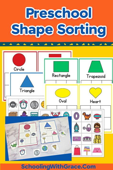 If you are working on identifying shapes with your littles at home or in the classroom, this activity is a fantastic way to introduce preschoolers to the world of shapes, boost their critical thinking skills, and lay the foundation for future math success. This shape sorting activity is designed to be hands-on, engaging, and super easy to set up. Sort By Shape Worksheet, Big Medium Small Preschool Activities, Shape Sorting Printable Free, Shape Sorting Activities Preschool, Sorting Shapes Activities, Color And Shape Activities For Preschool, Preschool Shapes Activities, Errorless Learning Activities, Matching Preschool Activities