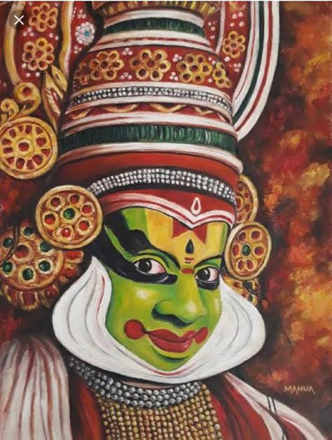 Kerala Mural Painting, Dance Paintings, मोबाइल वॉलपेपर, Soyut Sanat Tabloları, Painted Face, Beauty Art Drawings, Indian Folk Art, Indian Paintings, Indian Art Paintings