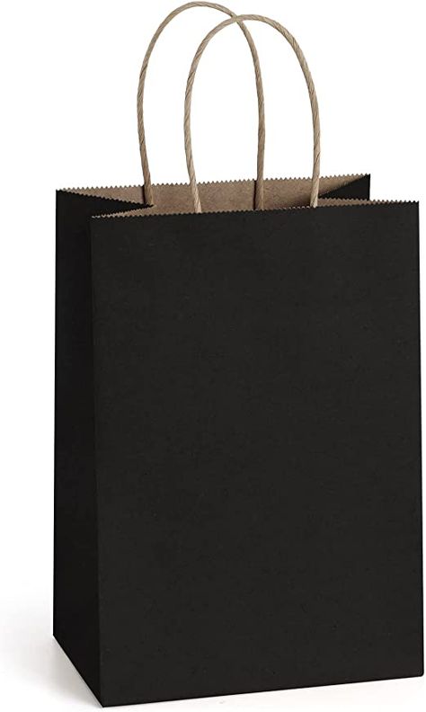 100% recycled kraft paper Eco-friendly Paper Bags. FSC COMPLIANT. The small black gift bags have a healthier and more upscale look than plastic. Sturdy 110G Kraft Paper. Much affordable and our black paper gift bags are glued well and no peculiar smell, holding 3LBS WEIGHT well. 5.25x3.75x8" These plain black kraft paper bags are good for gift wrapping, little gift bags, shopping bags, goodie bags, party favor bags for weddings, etc. Present Bags Ideas, Black Shopping Bag, Black Kraft Paper, Black Gift Bags, Sprinkle Cupcakes, Hadid Style, Merchandise Bags, Kraft Bag, Bags Black