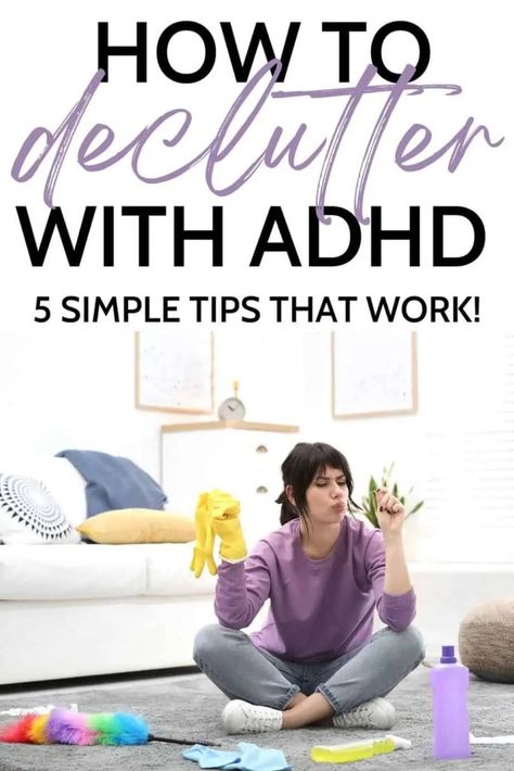 If you have ADHD and struggle to clear clutter or get organized, here are some super simple strategies for cleaning house that really work! #delcuttering #declutter #ADHD #organization #cleaningtips Clear Clutter, Organize And Declutter, Decluttering Inspiration, Declutter And Organize, Decluttering Tips, Keep It Clean, How To Declutter, Cleaning House, Declutter Your Life