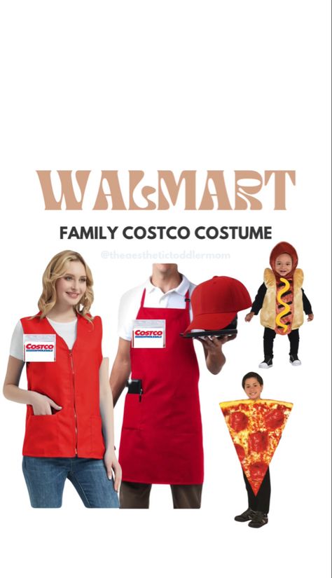 Costco Costume Halloween, Costco Employee Costume, Costco Costume, Costco Halloween Costumes, Hot Dog Halloween Costume, Family Costume Ideas, Pizza Costume, Family Halloween Costume Ideas, Costume Family