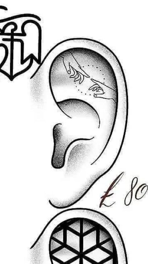 Inner Ear Tattoo, Tats Ideas, Ear Tattoos, Inner Ear, Discreet Tattoos, Random Pictures, Tattoo Designs Men, Ear Tattoo, Future Tattoos