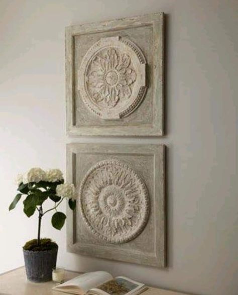 Wall Plaques Decor, Framed Doilies, Medallion Wall Art, Wall Medallion, Medallion Wall Decor, Decorative Wall Plaques, Deco Boheme, Ceiling Medallions, Wall Artwork