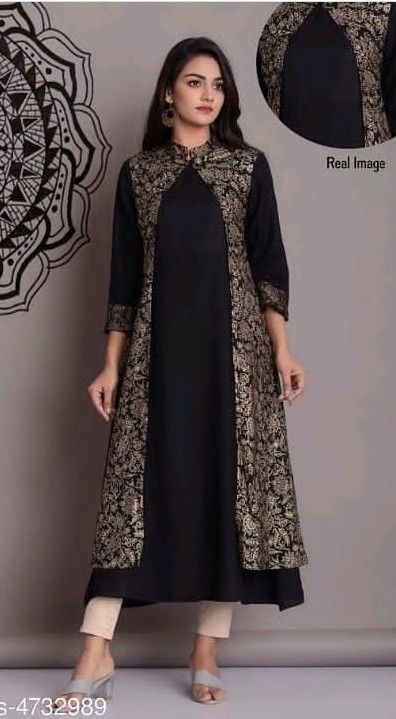 Jacket Style Kurti, Kurti With Jacket, Printed Kurti Designs, Kurti Sleeves, Kurta And Palazzo, Silk Kurti Designs, Long Kurti, Pakistani Fashion Party Wear, Palazzo Set