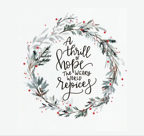 Christmas Handlettering Quotes, Christmas Calligraphy Ideas, Christmas Hand Lettering Ideas, Mistletoe Doodle, White Christmas Quotes, Christmas Handlettering, Inspirational Christmas Message, Christian Hand Lettering, A Thrill Of Hope