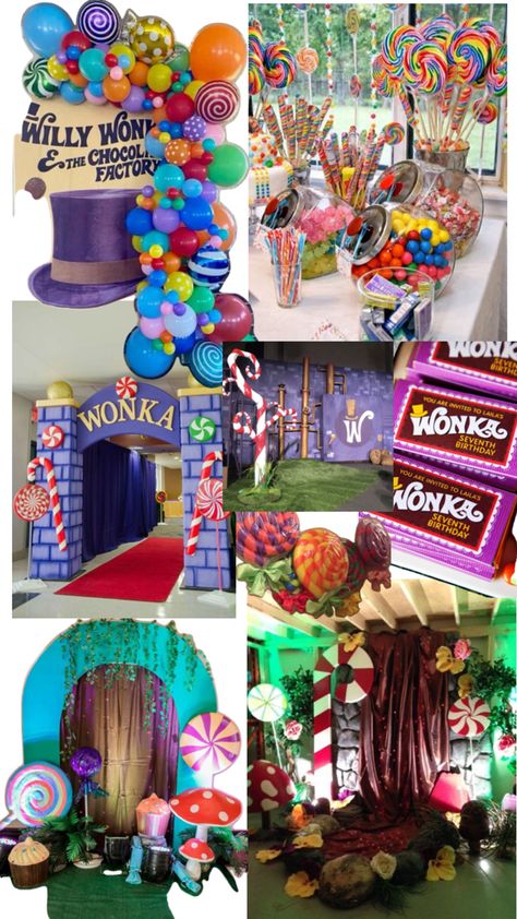 Wonka Trunk Or Treat, Character Parade Ideas, Charlie And The Chocolate Factory Crafts, Wonka Christmas, Willy Wonka Birthday Party, Willy Wonka Halloween, Wonka Birthday Party, Wonka Factory, Willy Wonka Factory