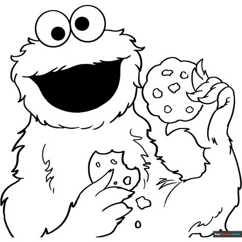 Free Cookie Monster from Sesame Street Coloring Page for Kids Cookie Monster Drawing Easy, Cookie Monster Coloring Pages, Cookie Monster Face Template Printable, Cookie Monster Template, Cookie Monster Stencil, Sesame Street Coloring Pages, Colorful Movie, Frog Coloring Pages, Street Pictures