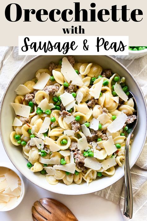 Orecchiette Pasta Recipe, Orecchiette Pasta Recipes, Orecchiette With Sausage, Easy Italian Pasta Salad, Chicken Spinach Pasta, Pasta With Peas, Roasted Red Pepper Pasta, Meatball Recipes Easy, Pepper Pasta