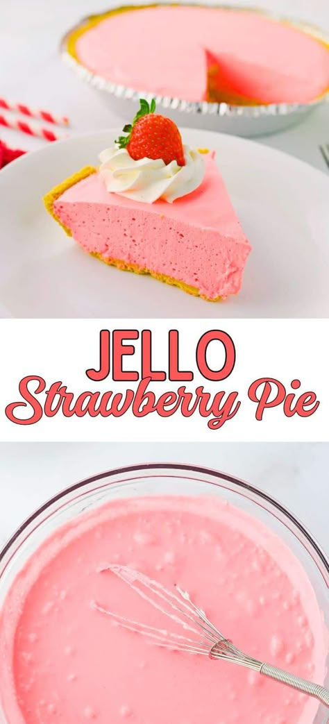 This Jello Strawberry pie is an easy no bake summer dessert for picnics and barbecues. Made with just a few simple ingredients and is a family favorite. Strawberry Jello Pie Cool Whip, Strawberry Pie Jello, Easy Strawberry Pie With Jello, No Bake Strawberry Jello Pie, Recipes Using Can Strawberry Pie Filling, Jello Pie Cool Whip Cream Cheese, Strawberry Chiffon Pie, Strawberry Pie Recipe Easy No Jello, Large Party Dessert Ideas