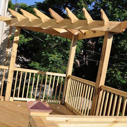 Corner pergola.....be nice over a corner hot tub Pergola On Deck, Hot Tub Deck Design, Corner Pergola, Small Pergola, Pergola Pictures, Hot Tub Deck, Cheap Pergola, Pergola Swing, Building A Pergola