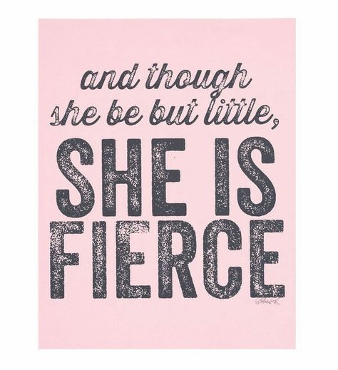 and though she be but little, she is FIERCE She Is Fierce, Mia 3, New Energy, Nursery Ideas, Infj, Girl's Room, The Words, Great Quotes, Beautiful Words