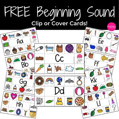 FREE Beginning Sound Clip or Cover Cards | Laughing & Learning Letter Sound Activities Kindergarten, Beginning Sound Activities Kindergarten, Alphabet Sounds Free Printables, Free Beginning Sounds Activities, Clip Cards Preschool Free, Free Beginning Sounds Printables, Letter Sounds Activities Kindergarten, Beginning Sound Centers, Letter Sound Picture Cards Free