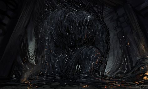 Tar Monster, Guardian Spirit, Monster 2, Spirit Animal Art, Fiction Idea, Fantasy Beasts, Monster Concept Art, Fantasy Monster, Cthulhu