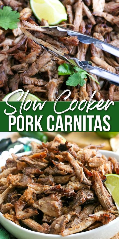 carnitas on a plate Slow Cooker Pork Carnitas, Recipes Using Pork, Pork Carnitas Recipe, Slow Cooker Pork Roast, Pork Carnitas Slow Cooker, Slow Cooker Recipes Pork, Pulled Pork Tacos, Pork Recipes Easy, Crockpot Pulled Pork