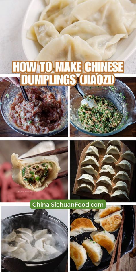 The ultimate to Chinese dumplings including dumpling dough, how to roll wrapper from flours, how to prepare Chinese dumpling fillings, how to cook dumplings and the popular dipping sauces. As one of the most symbolizing food on Chinese table, Chinese dumplings are the most popular food for Chinese New Year all over the country. Chinese dumplings can be further divided into three types based on the cooking method. Chinese Dumplings Recipe, How To Cook Dumplings, Chinese Dumpling, Chinese Chives, Pork Dumplings, Dumpling Dough, How To Make Dumplings, Dumpling Filling, Chinese Table