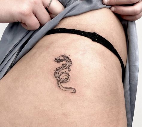 Japanese Dragon Tattoos Simple, Tiny Dragon Tattoo Chinese, Small Dragon Tattoo Ankle, Dainty Chinese Dragon Tattoo, Chinese Year Of The Dragon Tattoo, Micro Dragon Tattoo, Chinese New Year Dragon Tattoo, Chinese Dragon Hip Tattoo, Small Chinese Dragon Tattoo Simple