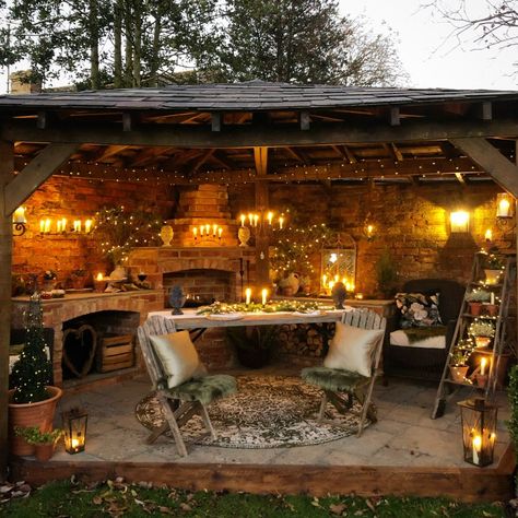 How I designed an outside room with an open fireplace – Katy at the Manor Open Shed, Patio Edging, Outside Room, Open Fireplace, Outside Living, Patio Interior, Gorgeous Gardens, Outdoor Fireplace, Outdoor Rooms