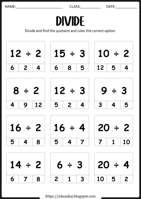 Divide Worksheet Grade 2, Division Activity For Grade 2, Division Grade 1 Worksheet, Maths Worksheets Grade 3 Division, Maths Division Worksheets Grade 2, Worksheet On Division For Class 3, Teaching Division, Easy Math Worksheets, Math Division Worksheets