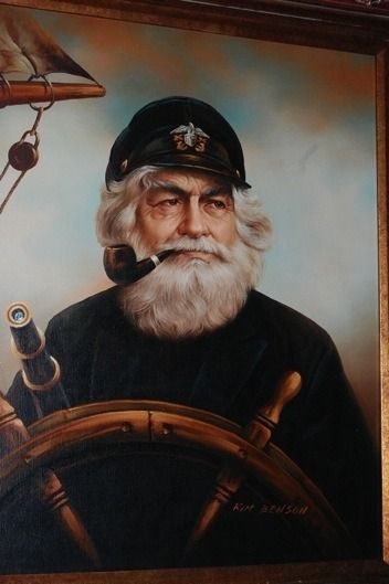 Paintings Of Old Sea Captains Covered Coat Hangers, Nautical Artwork, Old Fisherman, Sea Gifts, Sea Captain, Lawn And Landscape, Haunted Mansion, Ocean Life, Pictures To Paint