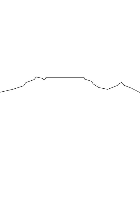 A minimalistic and modern line drawing of Table Mountain, Devil's Peak and Lion's Head in Cape Town, South Africa. Table Mountain South Africa, Africa Drawing, Tattoo Table, Town Drawing, Africa Tattoos, Interior Design Classes, Lion Head Tattoos, Wrist Tattoos For Guys, Mountain Drawing