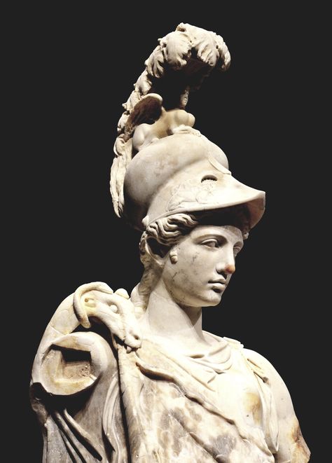 — Statue of Athena Statue of Athena wearing a... Athena Aesthetic, Ancient Greek Sculpture, Daughter Of Zeus, Goddess Sculpture, Greek Statues, Ancient Greek Art, Roman Gods, Roman Sculpture, Greek Gods And Goddesses