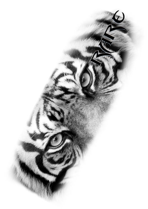 Inner Bicep Tattoo Men Ideas Design, Tiger Eyes Tattoo Stencil, Tiger Eye Tattoo, White Tiger Blue Eyes Tattoo, Tiger Eyes Tattoo Design, Tiger And Face Tattoo, Half Tiger Face Tattoo Design, Tiger Portrait Tattoo, Tiger Face Tattoo