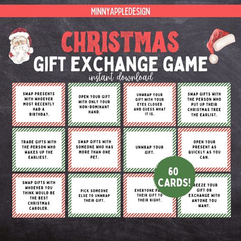 Gift Exchange Games For Adults, Gift Exchange Dice, Gift Exchange Game, Gift Games, Christmas Gift Exchange Games, White Elephant Gift Exchange, Christmas Gift Games, Gift Exchange Games, Printable Christmas Games