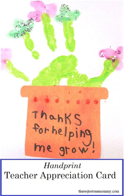 homemade teacher appreciation card -- simple handprint thank you card for a teacher Teacher Appreciation Crafts, Teacher Appreciation Card, Diy Paper Art, Thank You Cards From Kids, Teachers Day Card, Teacher Appreciation Cards, Teacher Thank You Cards, Teachers Diy, Card Simple