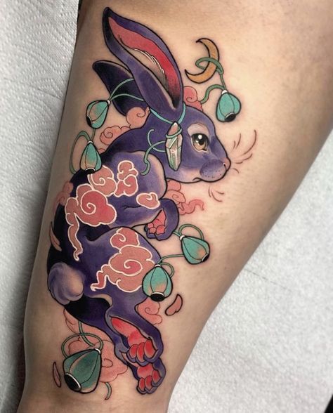 Psy Tattoo, Animal Spirit Tattoo, Lucky Cat Tattoo, Convention Tattoo, Outer Forearm Tattoo, Rabbit Tattoo, Tattoos Meaning, Neotraditional Tattoo, Samurai Tattoo Design