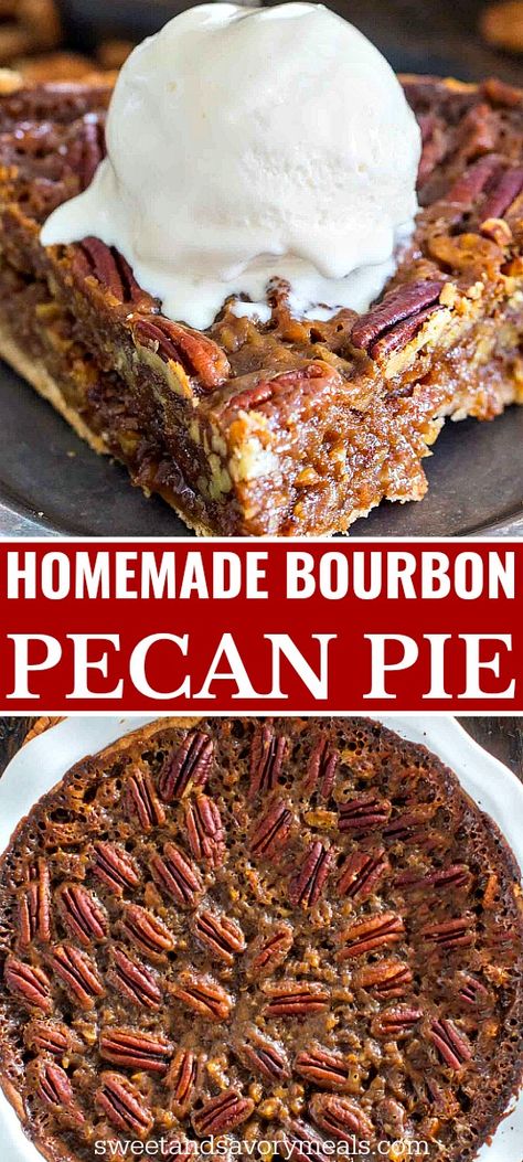 Pecan Pie With Bourbon, Pie Savory, Bourbon Pecan Pie Recipe, Homemade Bourbon, Chocolate Bourbon Pecan Pie, Pecan Filling, Homemade Pecan Pie, Southern Pecan Pie, Homemade Crust